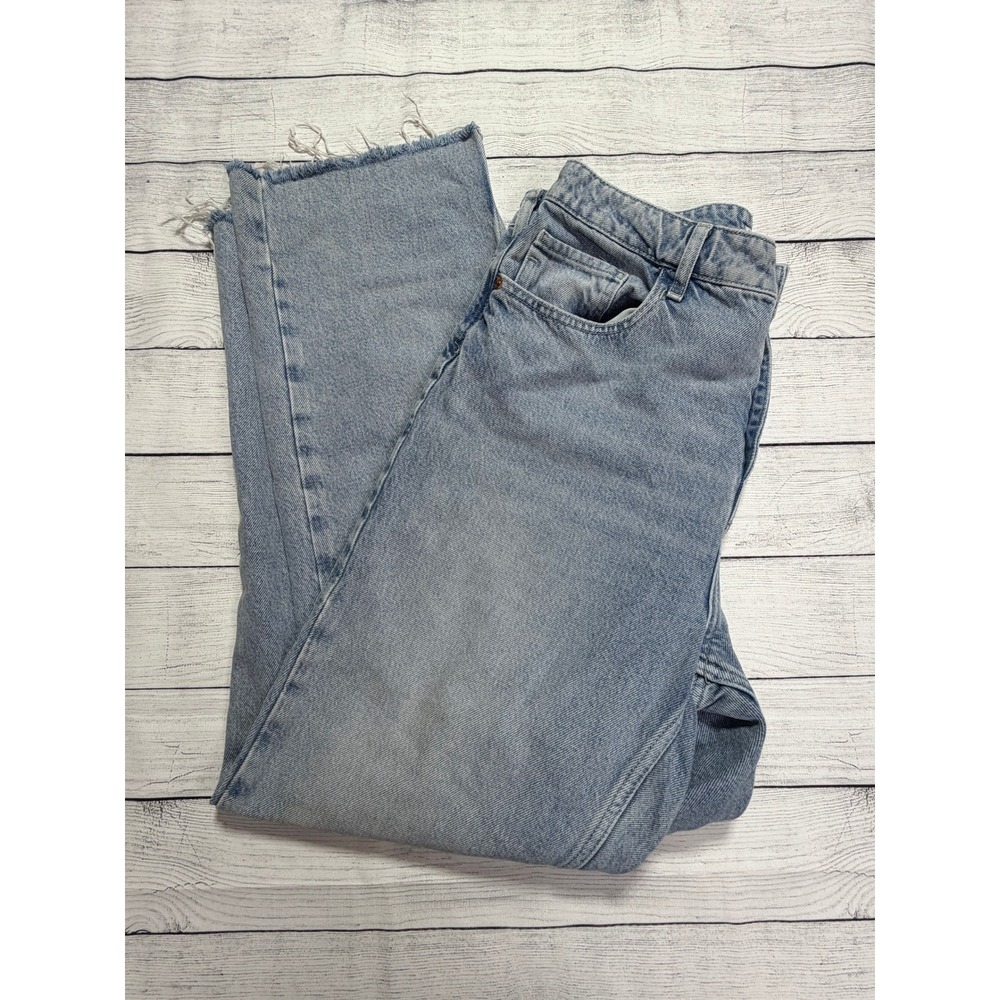 Zara Wide Leg Jeans Raw Hem Size 10 Streetwear Casual Staple Capsule Boho